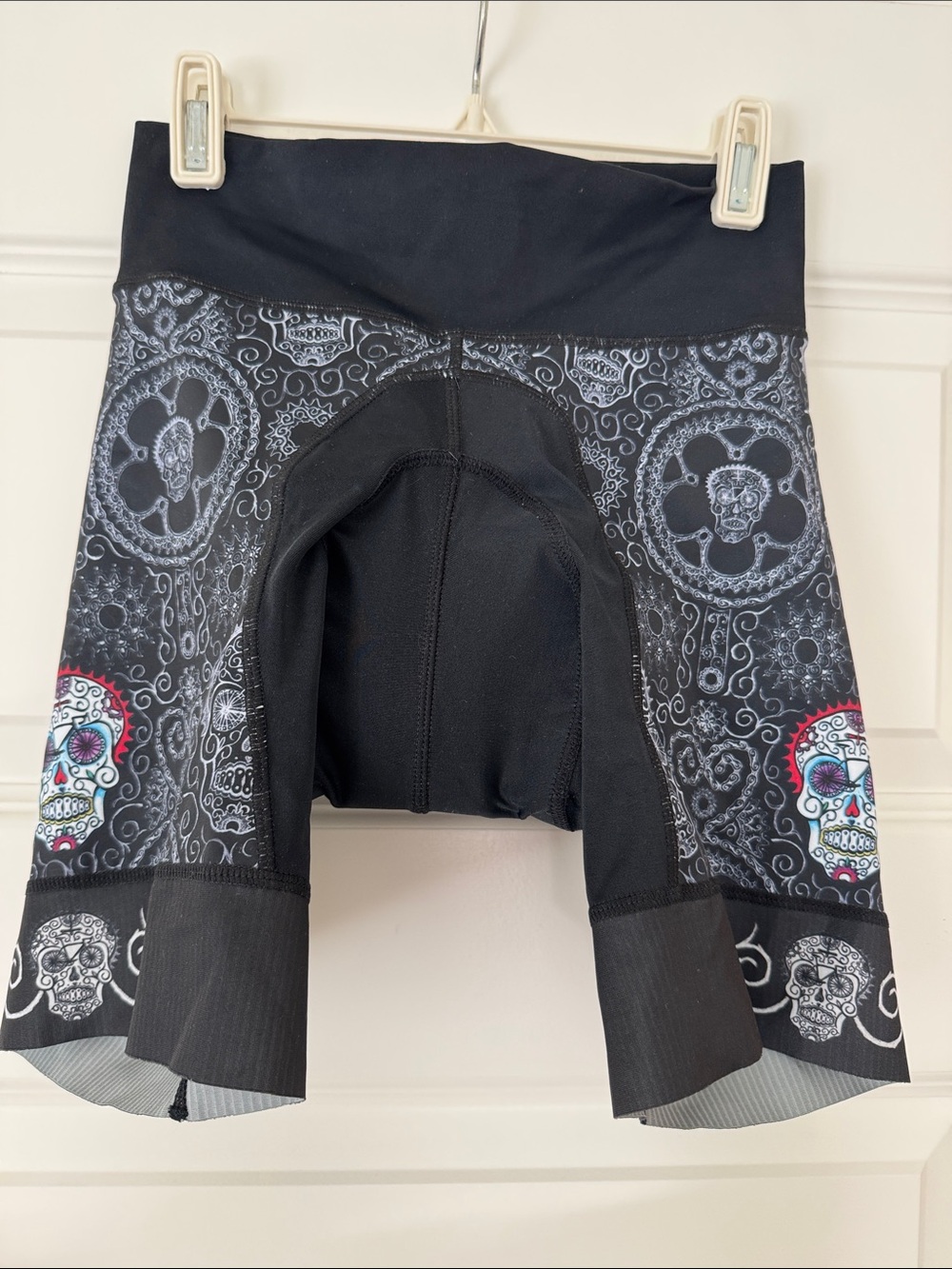 Cycology Day of the Living Padded Sugar Skull Black Cycling Shorts